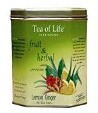 Tea Of Life Herbal Tea Series, Lemon Ginger, 40-Count, 2.1-Ounce Tins (Pack of 6)