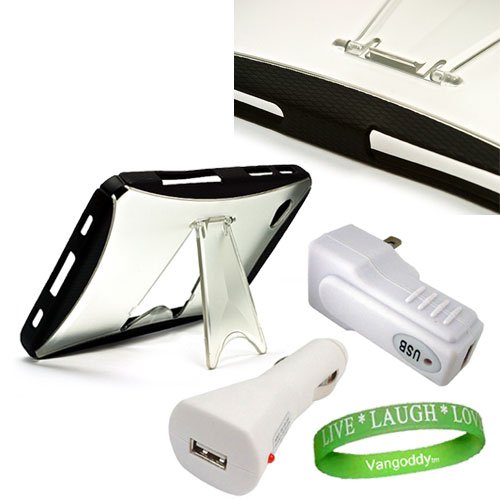 Samsung Galaxy Tablet ( P1000 , T-Mobile , AT&T , Verizon Wireless , Sprint , Tab ) Accessories KIT : Black Hard Skin with No Slip Grip Rubberized sides and Built In Kickstand +Compatible USB Samsung Galaxy Car Charger + Compatible USB Samsung Galaxy Wall Charger + Live * Laugh * Love Vangoddy Wrist Band!!! ( Samsung Galaxy Tablet Not Included )