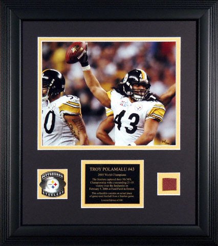 Buy Troy Polamalu Pittsburgh Steelers - Super Bowl XL Champions - Framed 8x10 Photograph with Game Used... by Mounted Memories
