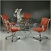 Pastel Furniture AH 160 BS-931 / AH 514-BS X Athena Glass Dining Set with Caster Chairs in Brushed S
