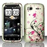 Red Pink Flower Rubber Touch Phone Protector Hard Cover Case for HTC Sensat ....