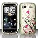 Red Pink Flower Rubber Touch Phone Protector Hard Cover Case for HTC Sensation 4G (T-Mobile)
