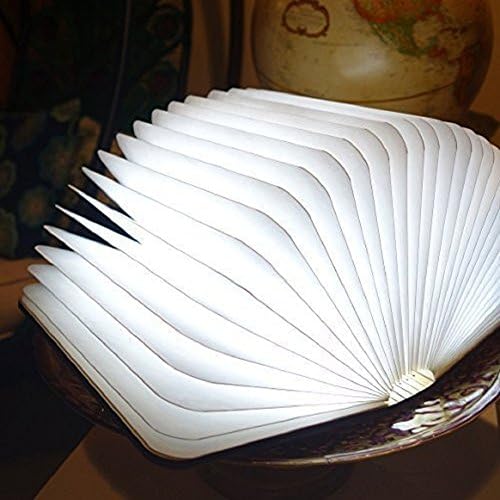 JGmax Wooden Folding LED book Lamp for Bedroom Reading 'Booklight'-500 Lumens,USB Rechargeable-Art,Decorative Lightings,Desk/Table/Wall Long Lasting Eye Care Lamp (White)