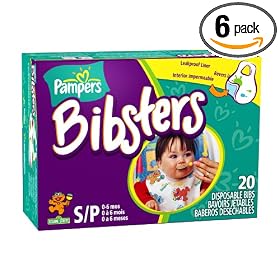 Pampers Bibsters, Sesame Street, Small, 20-Count Boxes (Pack of 6) (120 Disposable Bibs)