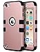 iPod Touch 6 Case,iPod Touch 5 Case,ULAK [Colorful Series] Anti-slip Cover 3 in 1 Hard PC+Soft Silicone Hybrid Dust Scratch Shock Resistance for iPod touch 5 6th Gen (Rose gold+Black)