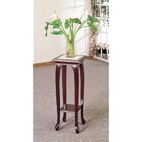 Cherry Finish Mable Top Plant Stand by Plant Stands