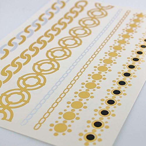 Metallic Gold & Silver Flash Jewelry Temporary Tattoos