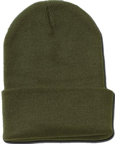 Blank Acrylic Winter Cuff Beanie - ARMY GREEN