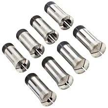 Hardinge 5C 8 Piece Round Smooth Collet Set, Size Range from 1/8" - 1" Range, 1/8" Increments