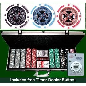 1000 Casino Grade Ultimate Poker Chip 14 Gram Poker Chips w/ Free Timer Dealer Button. Premium Composite Clay Poker Chips, Includes Aluminum Case.