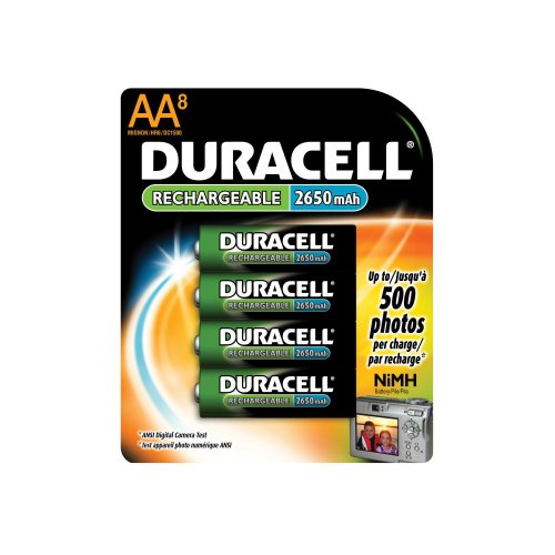 Duracell Rechargeable AA NiMH Batteries, MIGNON/HR6/DC1500, 8-Count Package (Pack of 2)