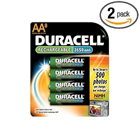 Duracell Rechargeable AA NiMH Batteries, MIGNON HR6 DC1500, 8-Count Package (Pack of 2) by 