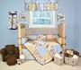 Bubbles Teal 4-piece Set Includes Bumper, Coverlet, Sheet, Box Pleat Skirt.
