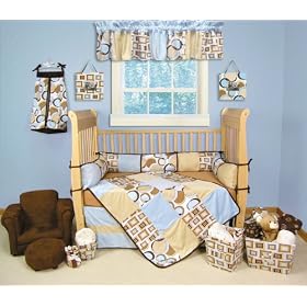 Bubbles Teal 4-piece Set Includes Bumper, Coverlet, Sheet, Box Pleat Skirt.