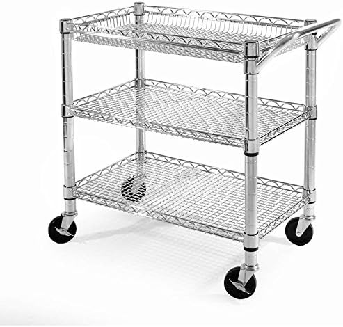 Heavy-Duty Cart Kitchen Rolling Storage Island Utility Portable Top New Microwave Table Shelf Stand Mobile Shelves Seville Classics