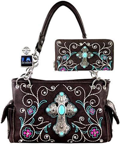 Montana West Spiritual Collection Purse Wallet Set, Plus Keychain, WMW274-8085-SET (Coffee)