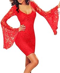 Sexy Bell Sleeves Above the Knee Lace Club Dress/Evening Dress/Party Dress/Mini Dress 