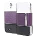 Fosmon Caddy Series Leather Wallet Case for Samsung Galaxy S4 IV / I9500 (White - Purple - Black)