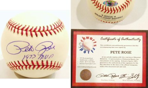 Pete Rose Signed MLB Baseball w/73 MVP (Yellow)