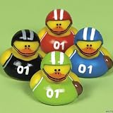 One Dozen (12) Assorted Football Player Rubber Duckys