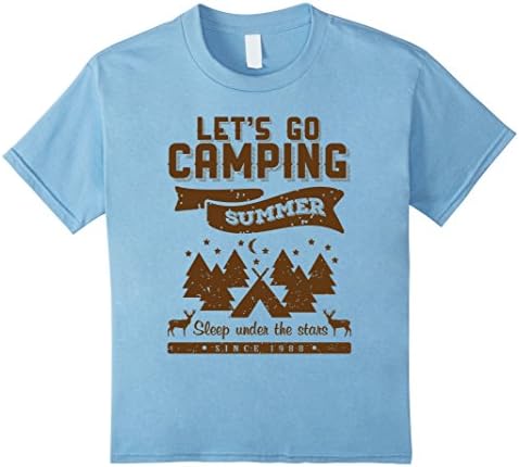 Kids LET'S GO CAMPING/SUMMER/SLEEP UNDER THE STAR T SHIRT 12 Baby Blue