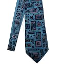 ArtisanStreet's Silk Necktie Hand Painted in Design of Blue & Black with a Touch of Pink. Signed