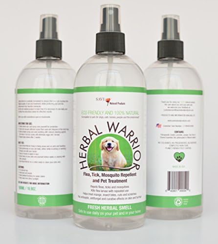 Natural Flea Tick Mosquito Repellent & Anti Bug Spray. Effective Fresh Smelling Herbal Warrior for Defense, Control & Prevention of Insect Bites. Eco Friendly with Lavender Juniper Thyme Tea Tree Essential Oils. Safe for Dogs, Cats, Humans, Home & Planet.
