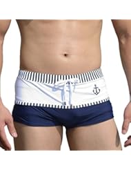 From Amazon.com. Click for details:
 Sports: Linemoon Mens Boxer Swimming Trunks with Tie Front Fashion Anchor Strips Swimwear White 29-30 Inches - Linemoon Sports: Linemoon Mens Boxer Swimming Trunks with Tie Front Fashion Anchor Strips Swimwear White 29-30 Inches - Linemoon