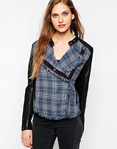 Free People Plaid Piece Vegan Leather Jacket 並行輸入品