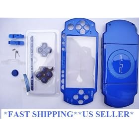 Full PSP 2001 Replacement Housing NAVY BLUE with Buttons and Joystick Cap Faceplate Case... by 