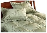 Aeolus Down Silk Dupioni Embroidered King 3-Piece Down Comforter Set, Sage