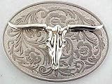 Polished Chrome Longhorn Steer Western Belt Buckle