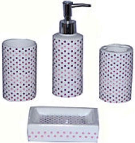 Decorative Ceramic 4-pc. Bath Accessory Set Poka Dots