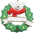Club Pack of 24 Keepsake Fundough White Bear on Wreath Christmas Ornaments 3.75"