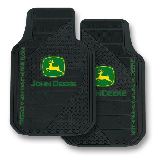 John Deere Factory Style Logo Trim-To-Fit Molded Passenger/Driver Front Floor Mats - Set of 2