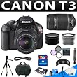 Canon EOS Rebel T3 Digital Camera With Ef-s 18-55mm F/3.5-5.6 Is Autofocus Lens + Ef-s 55-250mm F/4-5.6 Is Autofocus Lens + 32gb Complete Professional Camera Bundle