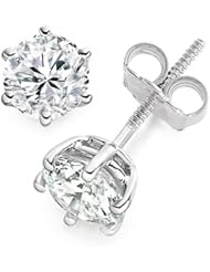 0.63 Carat D/VVS2 Round Brilliant Certified Diamond Solitaire Stud Earrings in Platinum