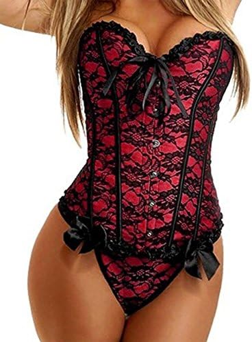 Joitoi Women's Wedding Lingerie Lace Floral Corset Bustier Shaper Corset with G-string
