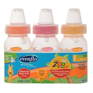 Evenflo Zoo Friends 3 Count Anatomic Nipple Bottle