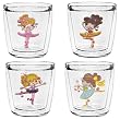 Cute Ballerinas (CAU) 12 oz Double-Old-Fashioned Insulated Beverage Tumblers Set, Clear (4 designs)