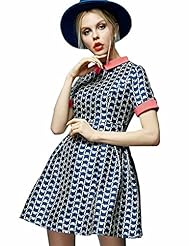 Floral Print Colorblocking Vintage  Dress