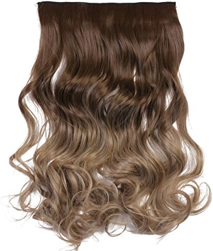 SARLA 20" Wave 1Pc 3/4 Full Head Ombre Color Clip In Hair Extension Synthetic Hair Extensions Japan Heat Resistant Fiber 50 Colors Available(#888 10T16)