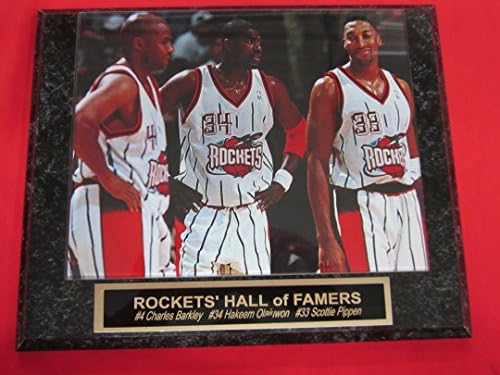Rockets Charles Barkley Hakeem Olajuwon Scottie Pippen Engraved Collector Plaque w/8x10 RARE Photo