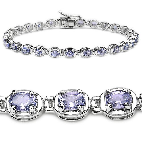 4.60 Carat Genuine Tanzanite Silver Bracelet