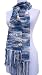 Handmade Lightweight Scarf - Open Weave in Blue and White (100% Knitted by Hand/Extra Long)