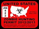 United States Zombie Hunting Permit 2012 (Bumper Sticker)