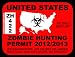 United States Zombie Hunting Permit 2012 (Bumper Sticker)