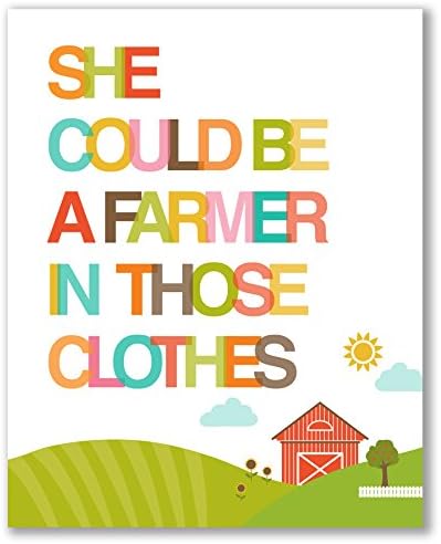 8X10 Graphic Art Print, She Could Be a Farmer in Those Clothes, Modern Urban Farm or Garden Decor - by Two Poodle Press