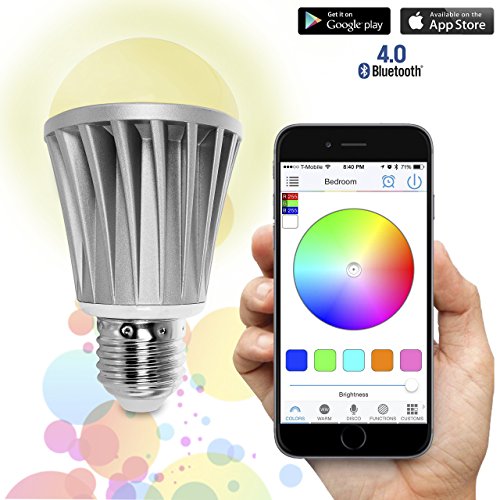 Flux Bluetooth Smart LED Light Bulb - Smartphone Controlled Dimmable Multicolored Color Changing Lights - Works with iPhone, iPad, Apple Watch, Android Phone and Tablet