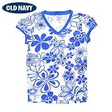 OLDNAVY(オールドネイビー) 半袖 フラワー Vネック Tシャツ ホワイト